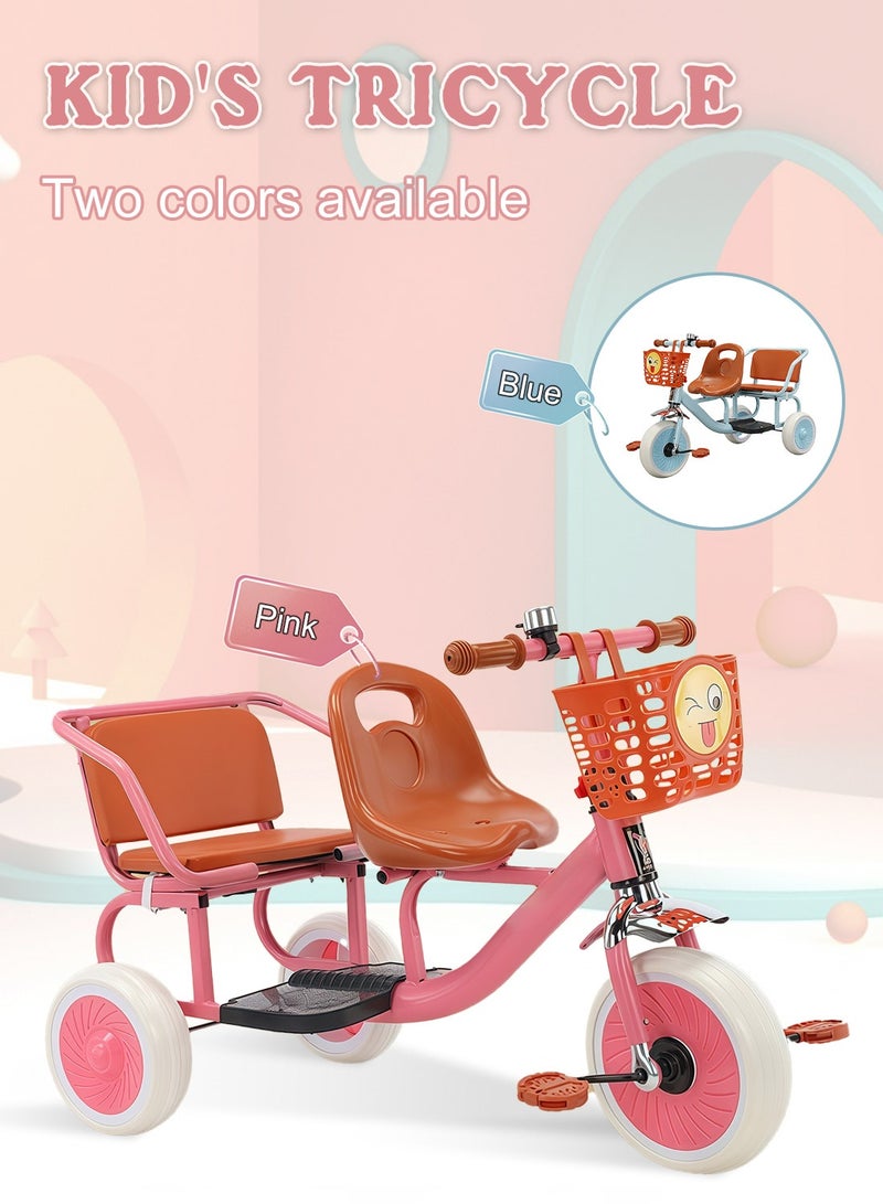 MaBaby دراجة ثلاثية للأطفال، بمقعدين أماميين وسلة أمامية، دراجة ثلاثية العجلات للأطفال من 1-6 سنوات للأولاد والبنات، للاستخدام الداخلي والخارجي - Image 3