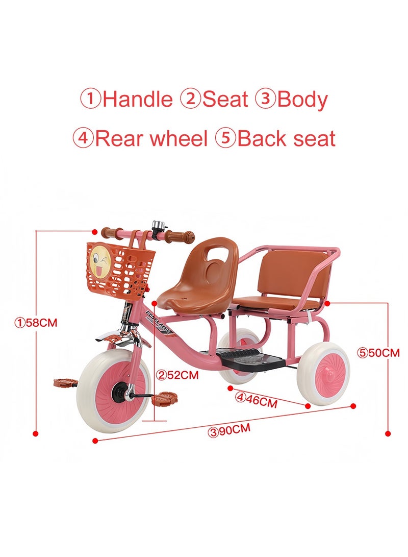 MaBaby دراجة ثلاثية للأطفال، بمقعدين أماميين وسلة أمامية، دراجة ثلاثية العجلات للأطفال من 1-6 سنوات للأولاد والبنات، للاستخدام الداخلي والخارجي - Image 4