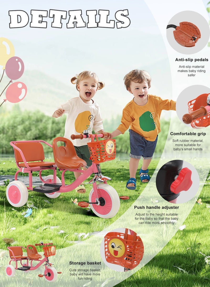 MaBaby دراجة ثلاثية للأطفال، بمقعدين أماميين وسلة أمامية، دراجة ثلاثية العجلات للأطفال من 1-6 سنوات للأولاد والبنات، للاستخدام الداخلي والخارجي - Image 2