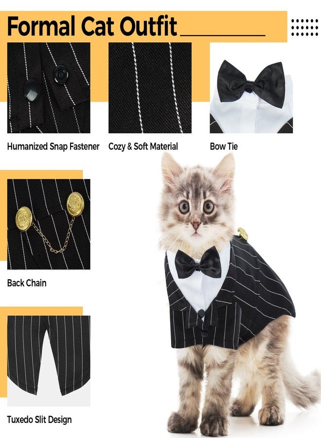 دينتران طقم بدلة رسمية للقطط من دينترون، زي قطط سفينكس رسمي مع ربطة عنق، قميص أنيق للقطط، ملابس فاخرة، زي رسمي للقطط الصغيرة، زي زفاف للقطط فقط - Image 2