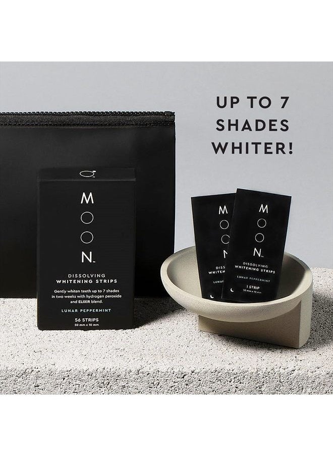 Moon - Teeth Whitening Strips, 7 Shades Whiter in 2 Weeks, 28 Treatments with Easy to Use Dissolvable Strips, Enamel-Safe Formula, Gentle on Sensitive Teeth, Vegan, Freshening Mint Flavor, 56 Strips - Image 1