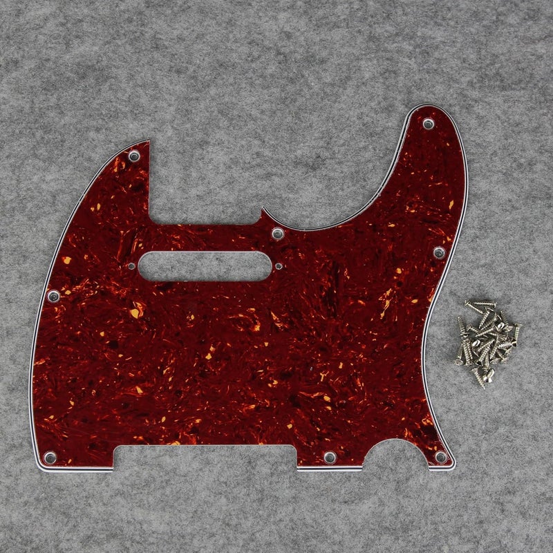 FLEOR 8 Hole TL Pickguard Scratch Plate with Pickguard Screws Set Fit USA/MX Standard TL Style Pickguard Replacement, 4Ply Red Tortoise Shell - Image 3