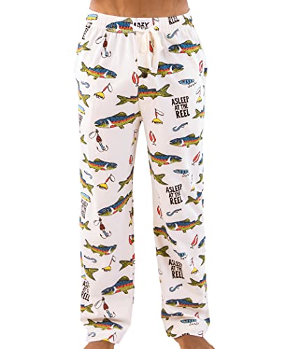 Lazy One Funny Ocean Pajama Pants For Men, Men's Separate Bottoms, Lounge Pants, Fishing, Outdoors (Asleep At The Reel, X-LARGE) - Image 1