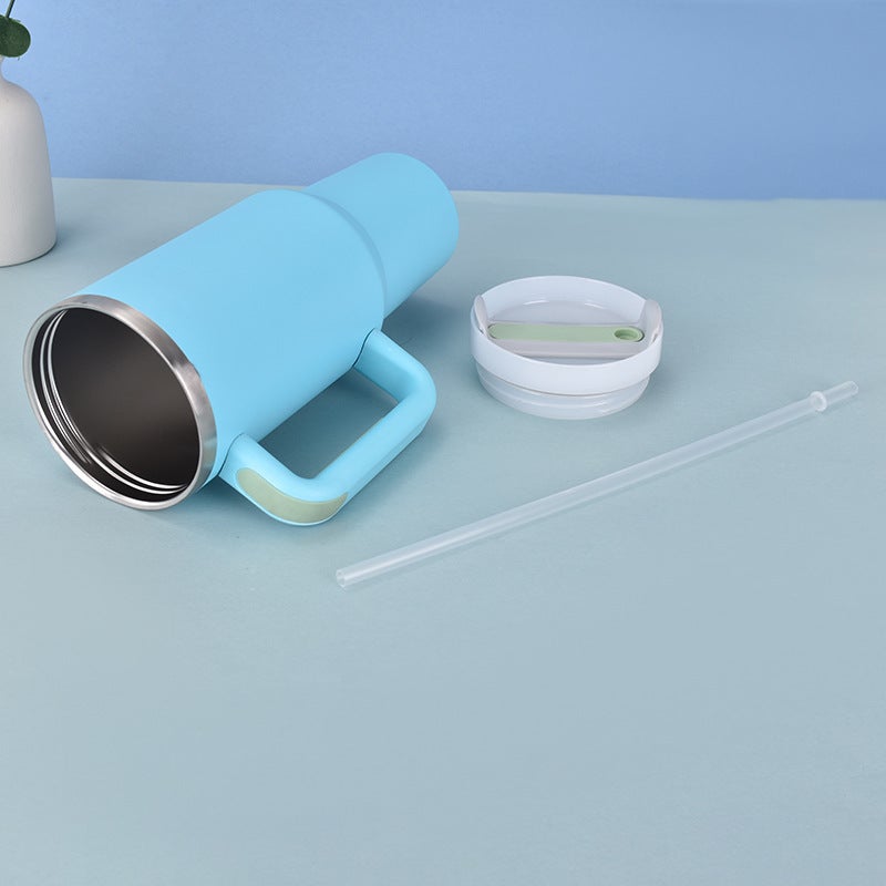 Second-Generation 40Oz Car Cup 304 Stainless Steel Insulated Handle Cup Double-Layer Vacuum Ice Cup With Straw - Image 4
