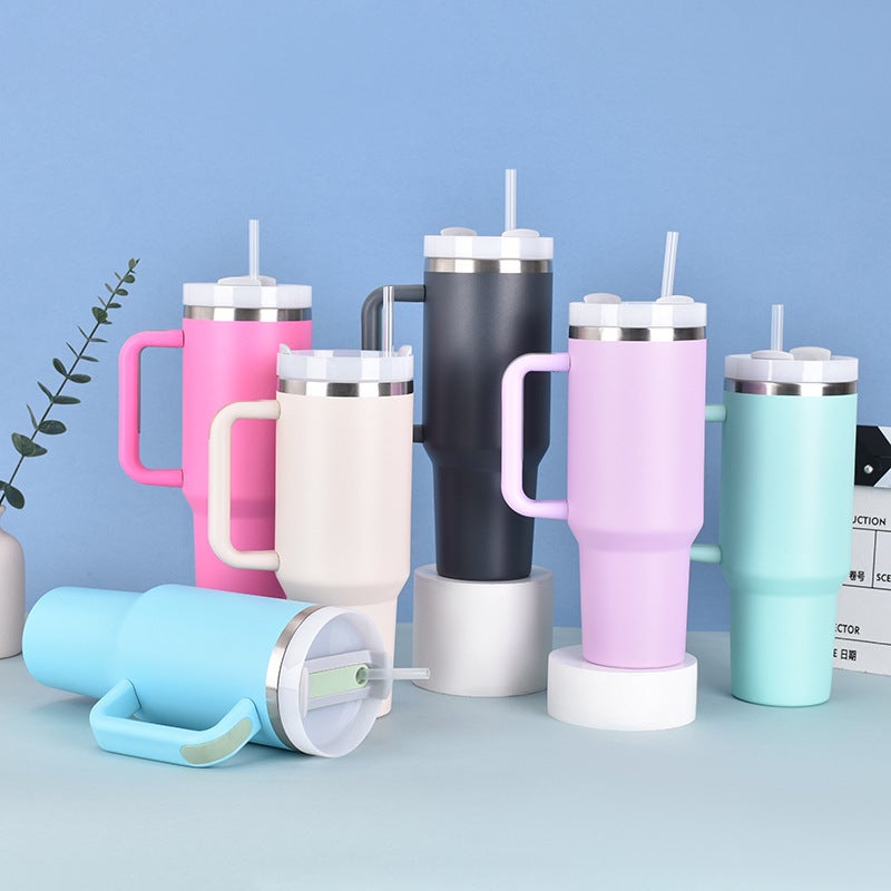 Second-Generation 40Oz Car Cup 304 Stainless Steel Insulated Handle Cup Double-Layer Vacuum Ice Cup With Straw - Image 2