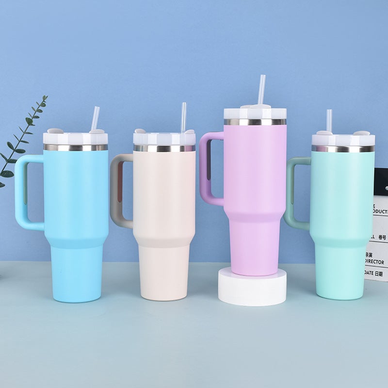 Second-Generation 40Oz Car Cup 304 Stainless Steel Insulated Handle Cup Double-Layer Vacuum Ice Cup With Straw - Image 3