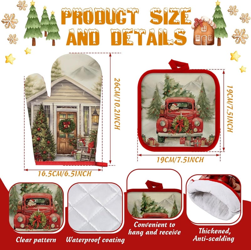 SiliFine 12 Pcs Christmas Kitchen Towels Pot Holders and Oven Mitts Set Nutcracker Dish Towels Christmas House Oven Mitts Xmas Tree Pot Holders for Home Cooking Dish Baking Decorative - Image 3