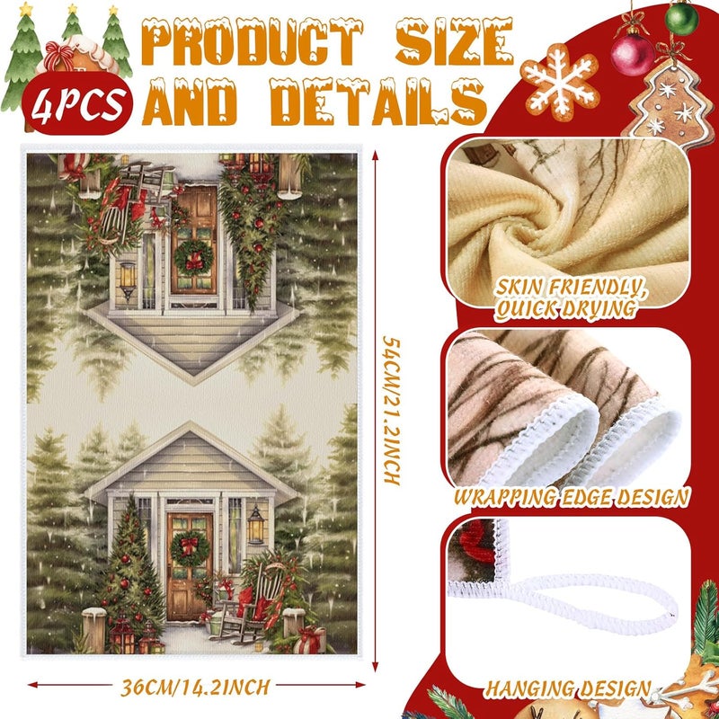 SiliFine 12 Pcs Christmas Kitchen Towels Pot Holders and Oven Mitts Set Nutcracker Dish Towels Christmas House Oven Mitts Xmas Tree Pot Holders for Home Cooking Dish Baking Decorative - Image 2