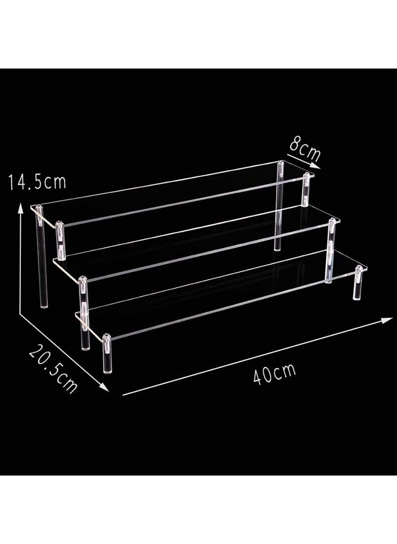TLAXCA - Acrylic Display Risers, 3 Tier Perfume Organizer Stand, Clear Cupcake Stand Holder, Large Shelf Risers for Figures, Dessert Shelves for Party, Riser Stand for Decoration and Organizer - Image 1