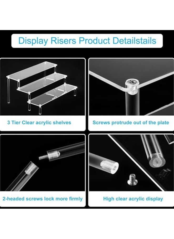 TLAXCA - Acrylic Display Risers, 3 Tier Perfume Organizer Stand, Clear Cupcake Stand Holder, Large Shelf Risers for Figures, Dessert Shelves for Party, Riser Stand for Decoration and Organizer - Image 1