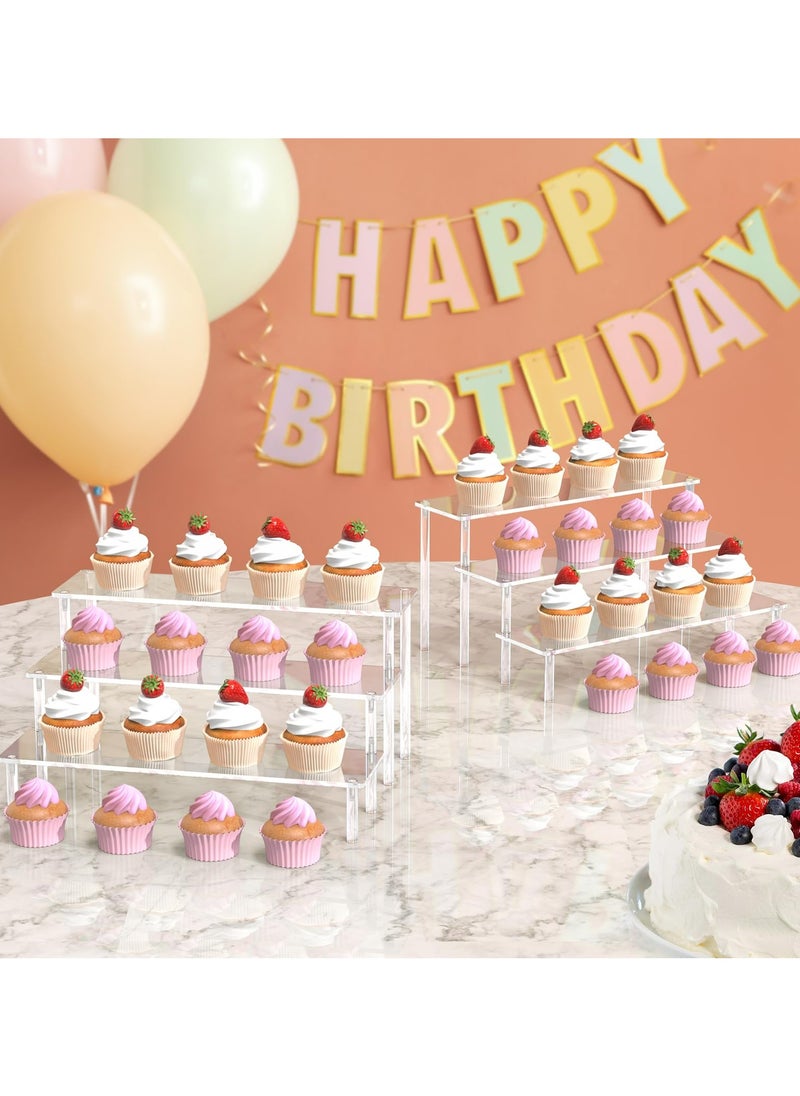TLAXCA - Acrylic Display Risers, 3 Tier Perfume Organizer Stand, Clear Cupcake Stand Holder, Large Shelf Risers for Figures, Dessert Shelves for Party, Riser Stand for Decoration and Organizer - Image 1