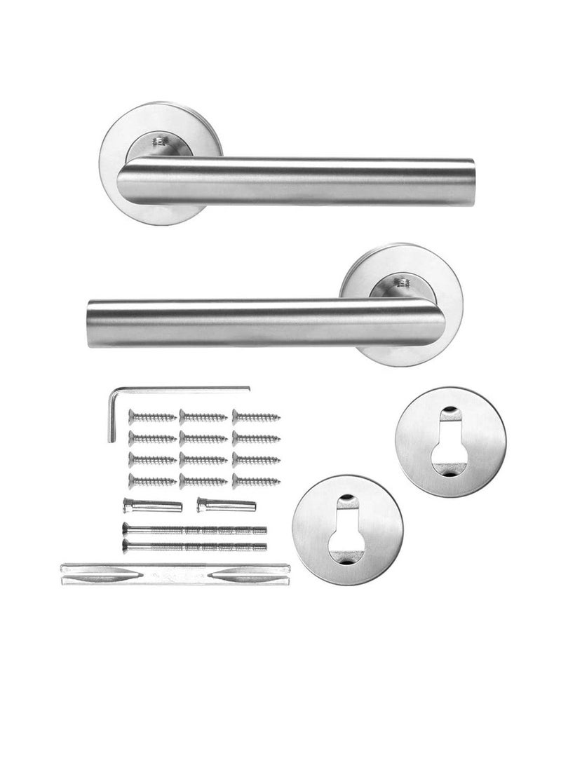 ROBUSTLINE Robustline Door Handle Set Lock Interior Home Adjustable Latch Security (Silver, Stainless Steel) - Image 3