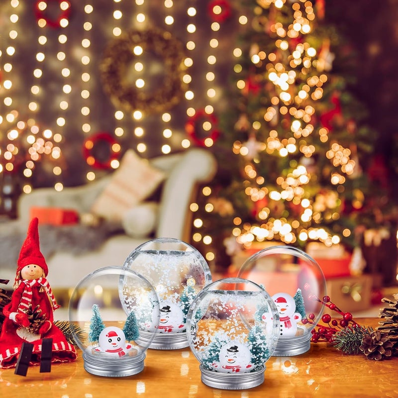 Jerify 32 Set Christmas Clear Snow Globes Kit Plastic Water Globe with Screw Off Cap Artificial Christmas Trees Small Snowman Snowflakes for Ornaments DIY Crafts Fillable Snow Globes Home Decoration - Image 5