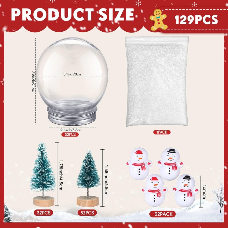Jerify 32 Set Christmas Clear Snow Globes Kit Plastic Water Globe with Screw Off Cap Artificial Christmas Trees Small Snowman Snowflakes for Ornaments DIY Crafts Fillable Snow Globes Home Decoration - Image 2