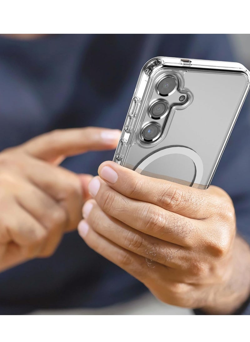 كيس حافظة لهاتف Samsung Galaxy S24 Plus (2024) متوافقة مع MagSafe، غطاء مغناطيسي للشحن اللاسلكي (شفاف كريستالي)  - Image 4