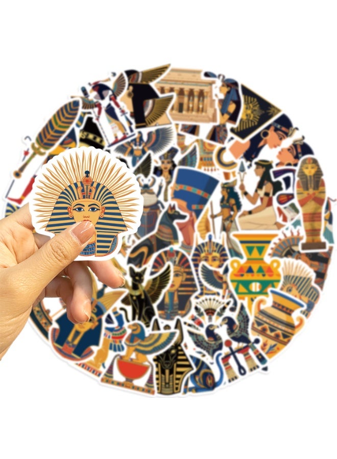NIBEMINENT 50 Pcs Cartoon Ancient Egypt Deco Kit Waterproof Stickers, High Definition Printing Bright Colors, Suitable for Laptop Skateboard Luggage Water Bottle Guitar DIY - Image 3