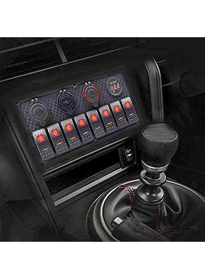 Maso Toggle Switch Panel - MASO 12-24V 8 Gang Waterproof Dual USB Socket Charger+Cigarette Lighter Socket+Power Charge Adapter,for Yacht Boat Marine Rocker Car Truck RV etc. - Image 2