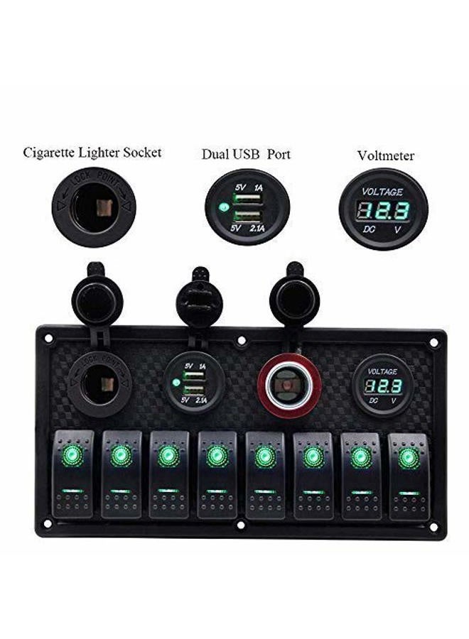 Maso Toggle Switch Panel - MASO 12-24V 8 Gang Waterproof Dual USB Socket Charger+Cigarette Lighter Socket+Power Charge Adapter,for Yacht Boat Marine Rocker Car Truck RV etc. - Image 5