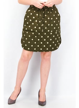 Y.A.S Women Polka Dot Mini Skirt, Khaki  - Image 1