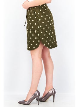 Y.A.S Women Polka Dot Mini Skirt, Khaki  - Image 2
