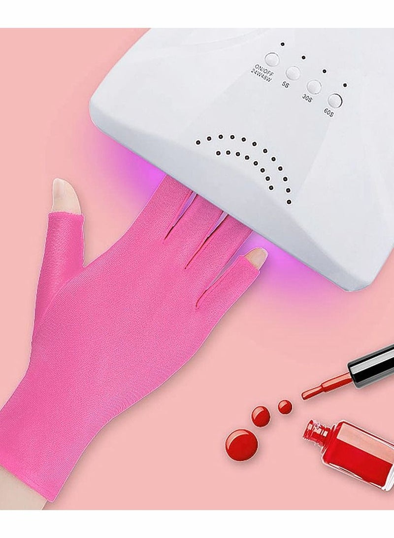 Y&D UV Glove for Nail Lamp, Gel Manicures Glove, Half Finger Stretchy Gloves Girls Protect Hands - Image 2