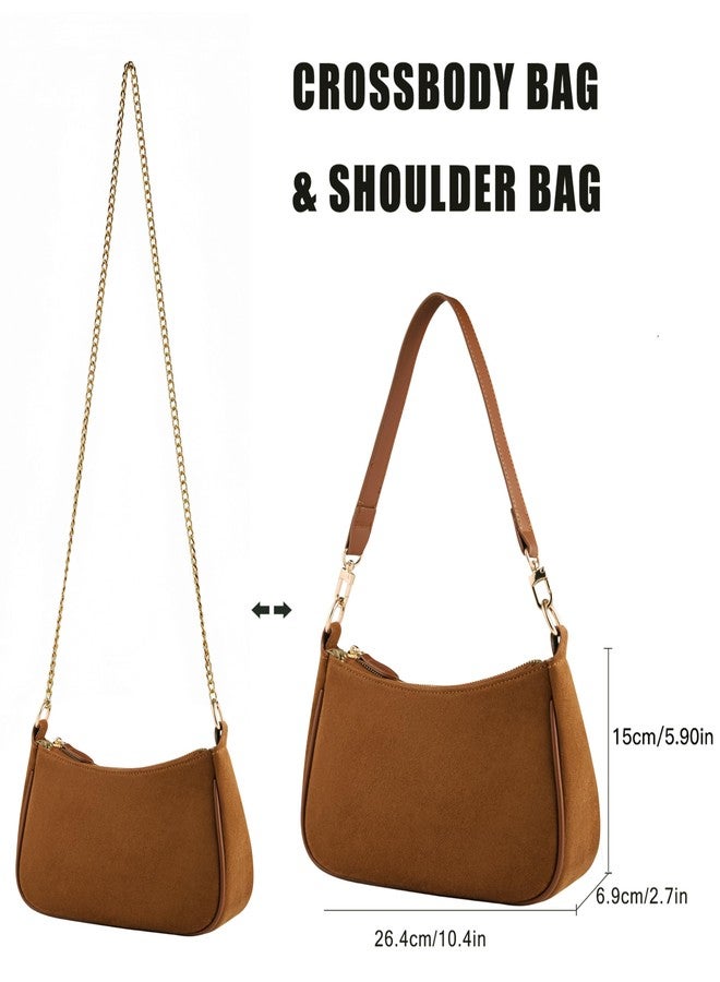 VODIU Clutch Tote Handbags with 2 Removable Straps and Zipper Closure Crossbody Bags Shoulder Purse Handbag for Women, C-brown, Medium - Image 4