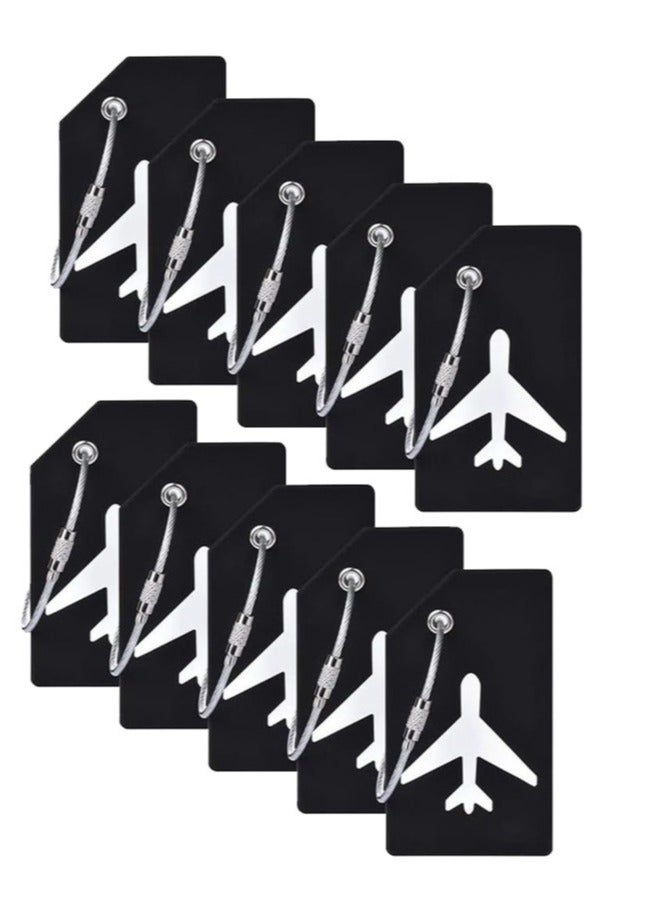Generic 10 Pack Luggage Tags Silicone Luggage Suitcases Tags for Travel Luggage Name Tags Includes Name Cards with Partial Privacy Cover and Stainless Steel Loops for Secure Fastening (black)  - Image 1