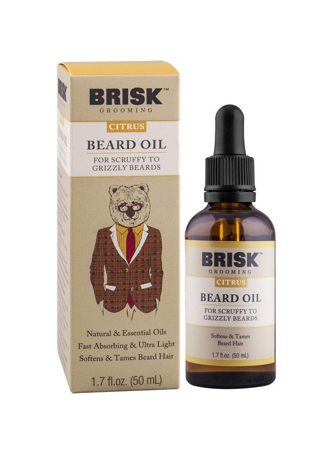 BRISK Beard Grooming Oil Liquid Citrus For Beard Hair 1.7 Oz - Image 1