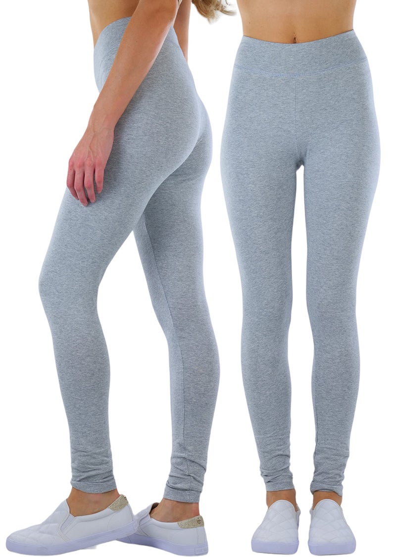 ToBeInStyle Women's Single Medium Weight Breathable Cotton-Spandex Leggings - Heather Gray - 3XL - Image 2
