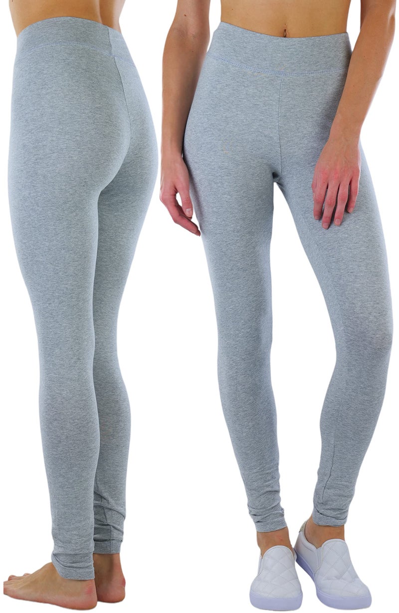 ToBeInStyle Women's Single Medium Weight Breathable Cotton-Spandex Leggings - Heather Gray - 3XL - Image 1