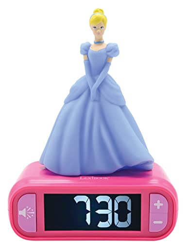 LEXiBOOK Disney Princess Digital Alarm Clock for Kids with Night Light Snooze Childrens Clock Luminous Disney Princess Pink Colour RL800DP - Image 1