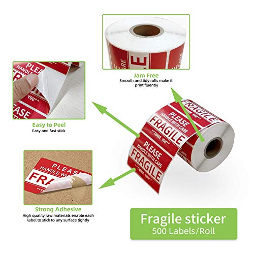 Anylabel 2" x 3" Fragile Stickers for Shipping and Moving Please Handle with Care Fragile Thank You Do Not Drop, Warning Stickers Fragile Labels, Permanent Adhesive(500 Labels, 1 Roll) - Image 3