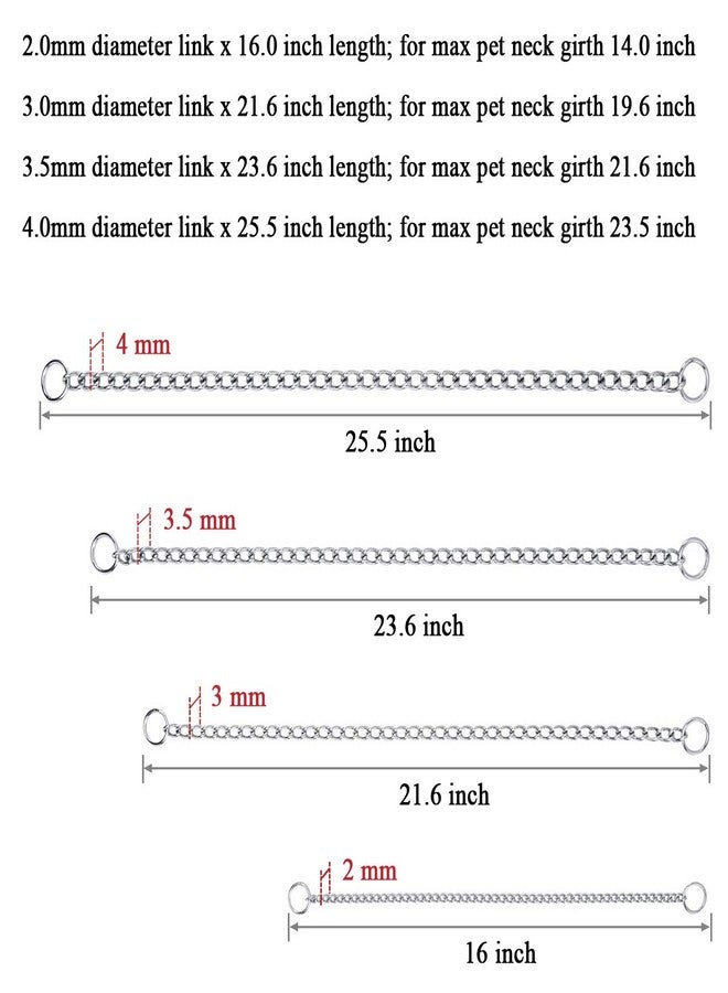 Mogoko Stainless Steel Dog Choke Chain Collar, Puppy Metal P Chain Slip Collar Pet Training Walking Choker(2.0mm;14.0 Inch) - Image 3