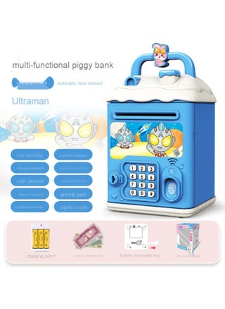 799-1/Blue Cartoon Ultraman Charging Version {Multi-functional Automatic Door Opening and Automatic Money Rolling} Comes with a Gift Package.