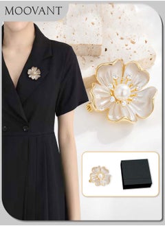 Moovant Flower Brooch for Women, Fashion & Elegant Brooch Pin, Dress Decoration Corsage Accessory, Bridal Brooches Great Gift for Ladies with Gift Box  - Image 1