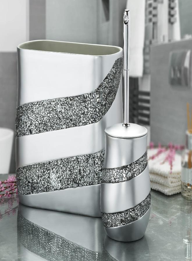Creative Scents Silver Mosaic Bathroom Trash Can 2.11 Gal / 8L - Decorative Waste Basket for Bathroom - Durable Slim Small Garbage Can for Bathroom, Powder Room, Bedroom or Living Room Decor - Image 2