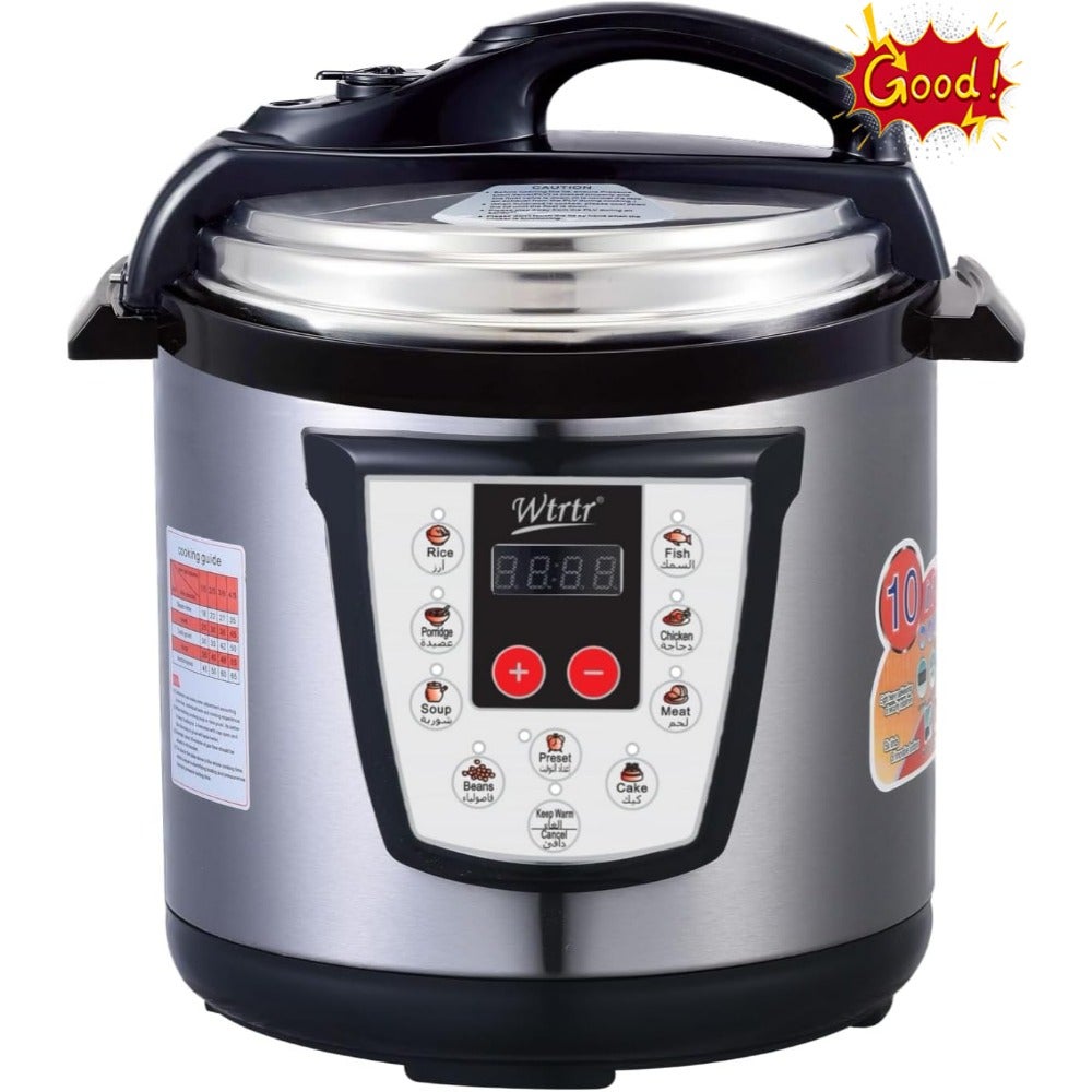 6 L electric pressure cooker Electric Pressure, 1000W Slow, Rice Cooker, Yogurt, Cake Maker, Steamer and Warmer, Silver.