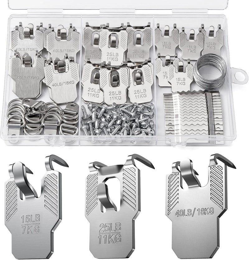 (ApeBest) 111Pcs Picture Hanging Hooks for Drywall Kit: 15 25 40 LB Wall Picture Hangers Claw Hardware Tool Nail Free No Damage Heavy Duty Wall Hanger for Room Office Mirror Photo Poster Frame Decor - Image 1