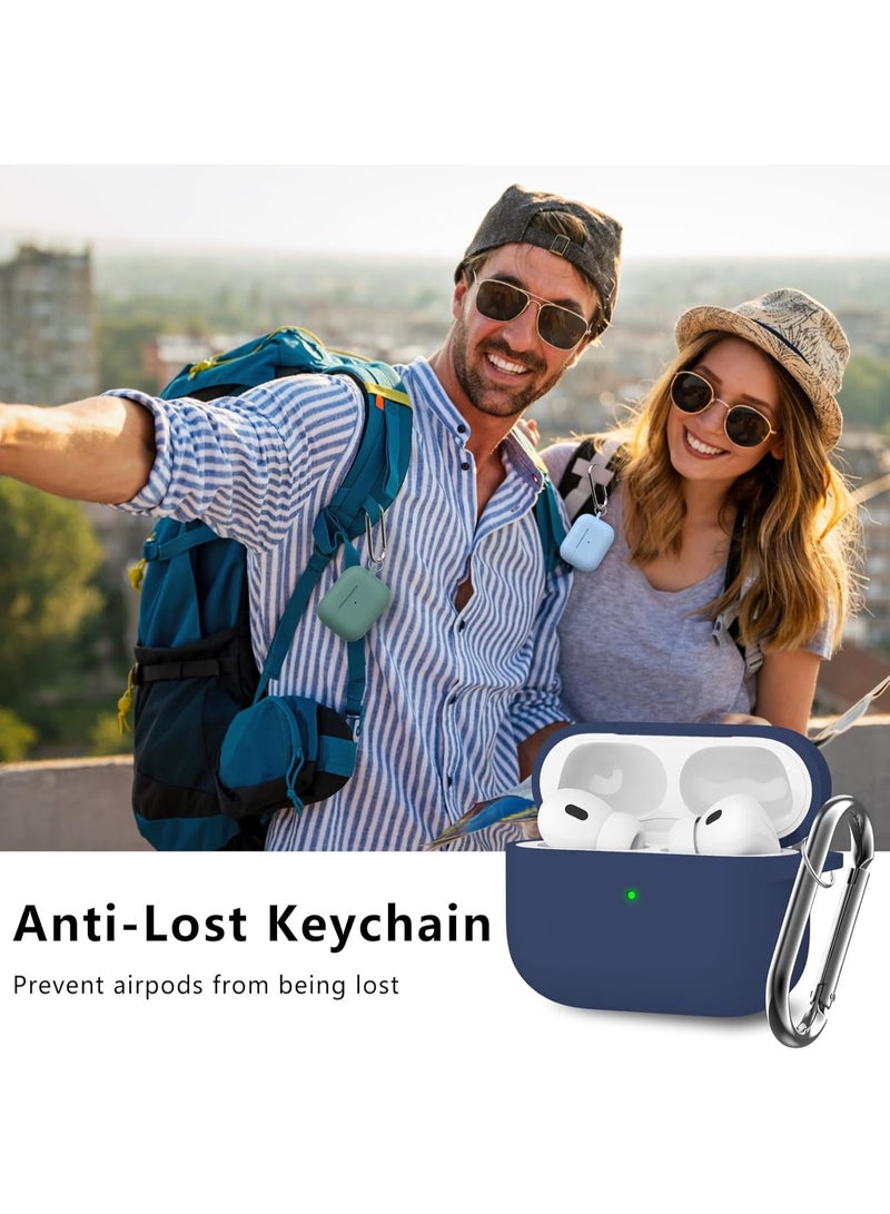 Soft Silicone Protective Case Cover for AirPods 4 with Cleaner Kit and Keychain(Blue) - Image 5