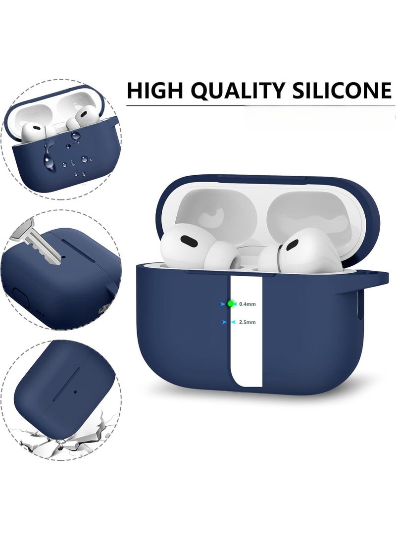 Soft Silicone Protective Case Cover for AirPods 4 with Cleaner Kit and Keychain(Blue) - Image 3