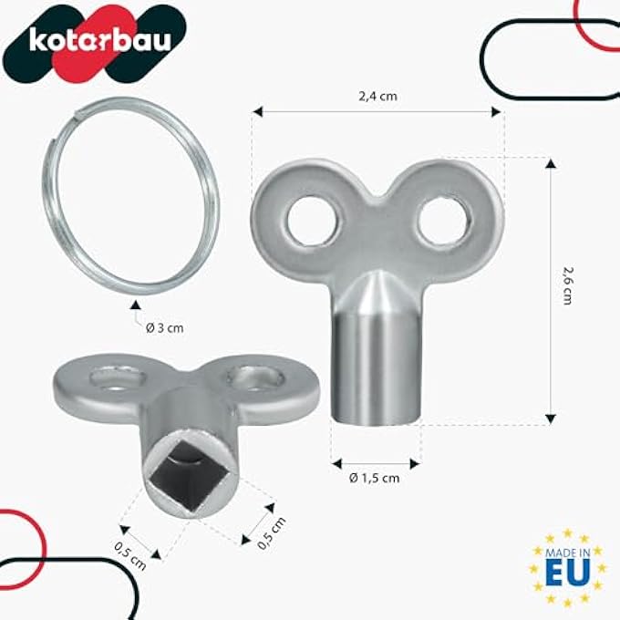 RADIATOR VENT WRENCHES - RADIATOR KEY - VALVE KEYS - KEYRING - KEYS - SET OF 2 PCS - Image 3