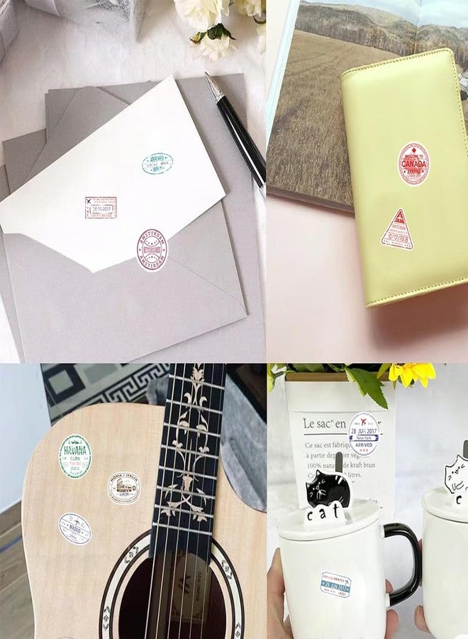 MKZ 1000PCS Retro Passport Stamp Stickers Roll 10 Styles Envelope Seals Stickers Travel Sticker for Kids Vintage Passport Postage Stamps Sticker (Two Rolls of Stickers 500 PCS Each) - Image 5
