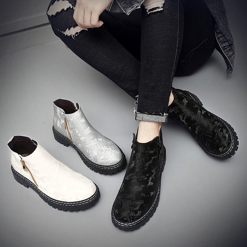 Thick-Soled Boots 37 Men'S Martin Military Boots Men'S Trendy All-Match Korean Fashion Leather Shoes Mid-Top Ankle Boots Leather Boots 46 - Image 5
