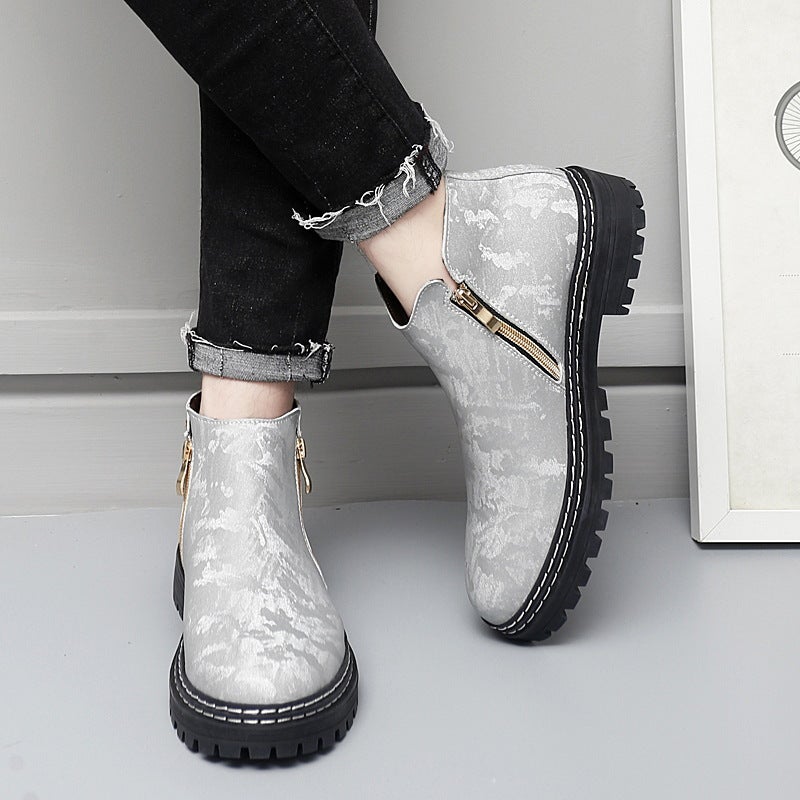 Thick-Soled Boots 37 Men'S Martin Military Boots Men'S Trendy All-Match Korean Fashion Leather Shoes Mid-Top Ankle Boots Leather Boots 46 - Image 4
