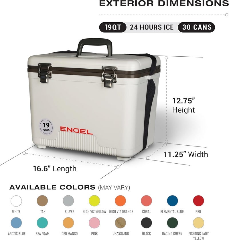Engel UC19 19qt Leak-Proof, Air Tight, Drybox Cooler and Small Hard Shell Lunchbox for Men and Women in Fighting Lady Yellow - Image 2