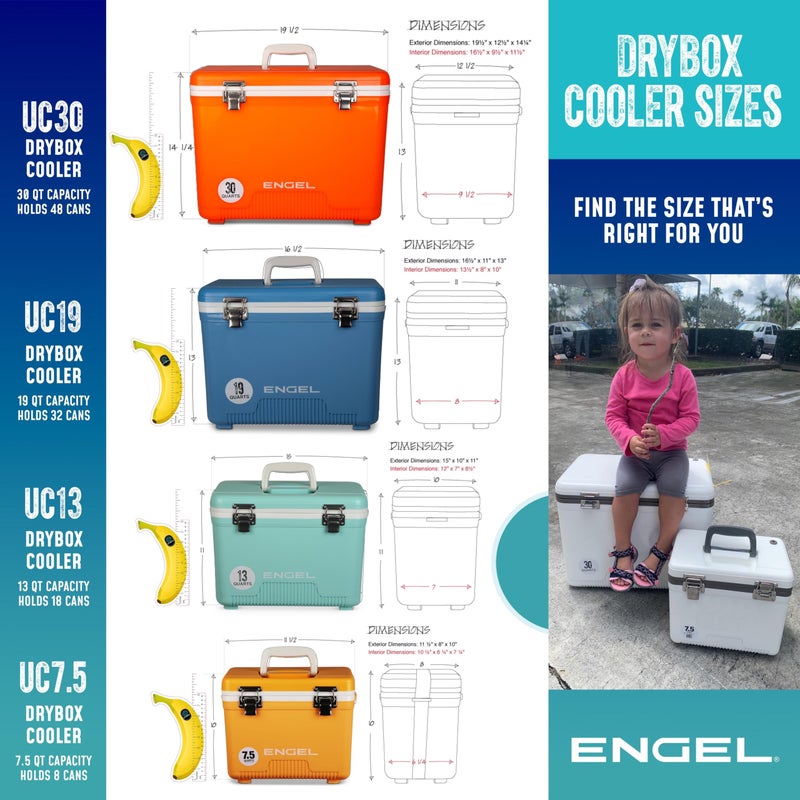 Engel UC19 19qt Leak-Proof, Air Tight, Drybox Cooler and Small Hard Shell Lunchbox for Men and Women in Fighting Lady Yellow - Image 4