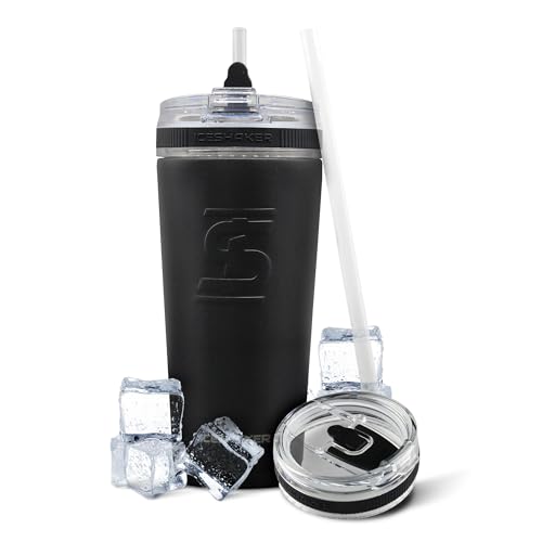 Ice Shaker 26 Oz Tumbler, Insulated Water Bottle with Straw, Stainless Steel Bottle, As Seen on Shark Tank, Water Bottle with Straw, Black - Image 1