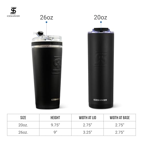 Ice Shaker 26 Oz Tumbler, Insulated Water Bottle with Straw, Stainless Steel Bottle, As Seen on Shark Tank, Water Bottle with Straw, Black - Image 5