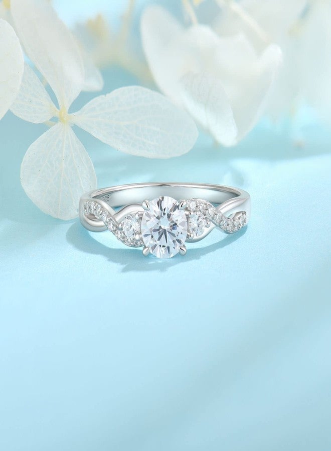 FJ Promise Rings for Her 18K White Gold Plated 925 Sterling Silver Engagement Anniversary Wedding Eternity Ring Cubic Zirconia April Birthstone Jewelry for Women Size 7 - Image 5