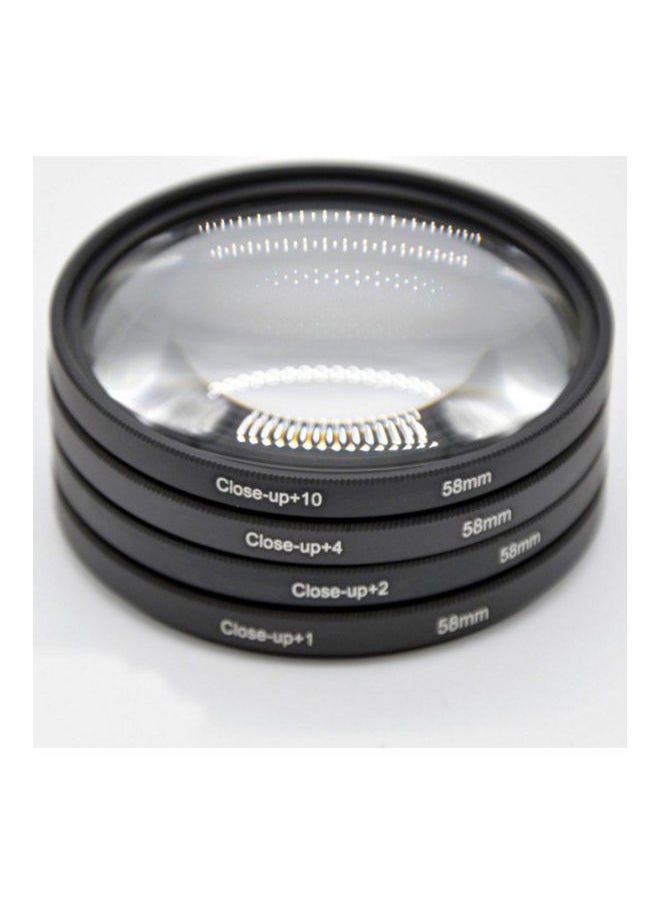 NIBEMINENT - 4-Piece Optical Glass Close-up Filters for SLR Camera Black/Clear - Image 1